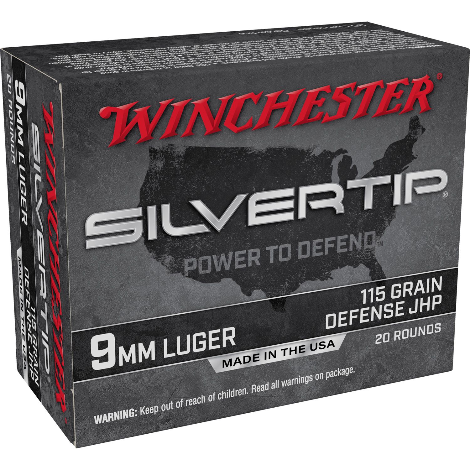 Winchester Silvertip 9mm Luger Ammunition 20 Rounds JHP 115 Grains, 020892227736, W9MMST