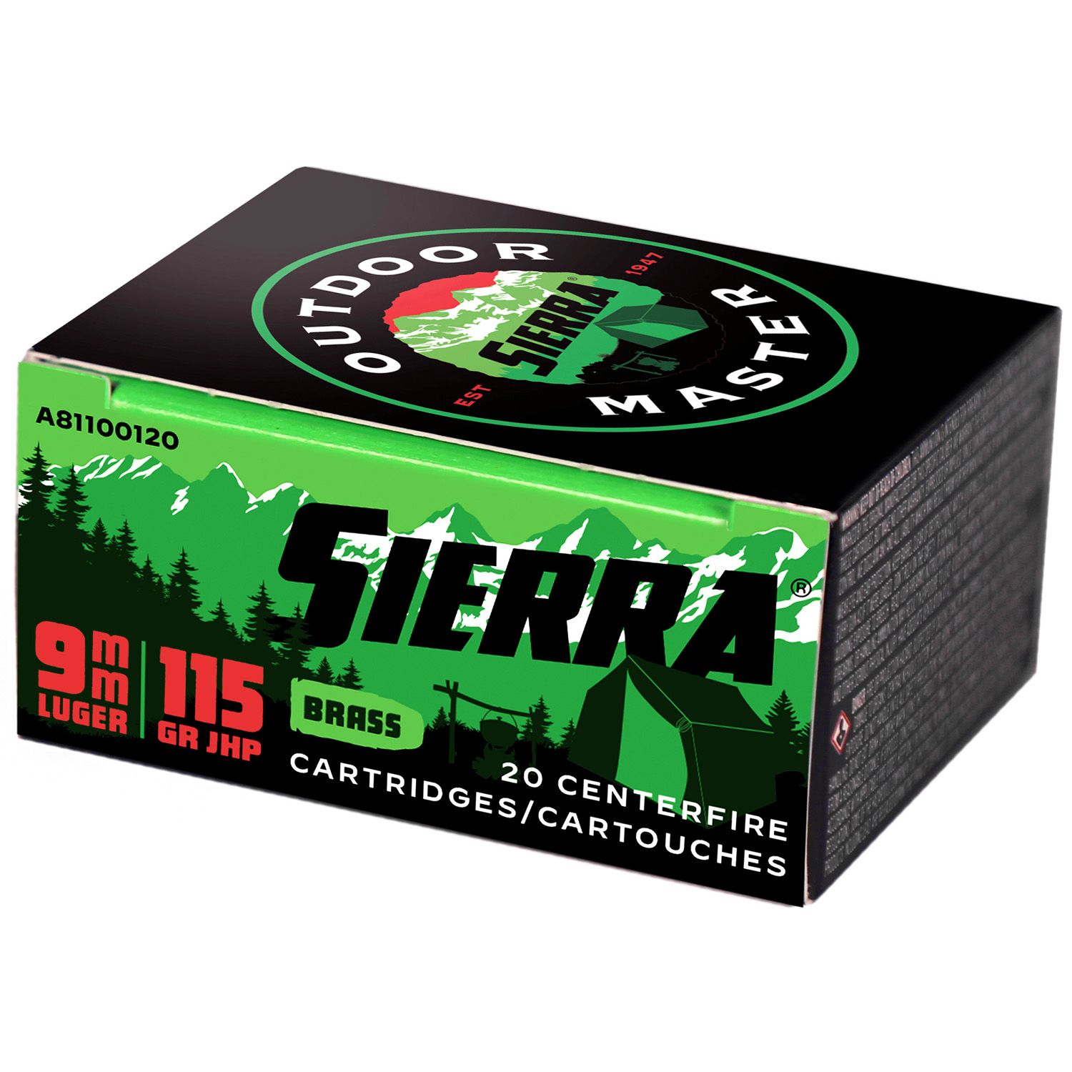 SIERRA 9MM, 115GR JHP, 20RD/BX, A81100120