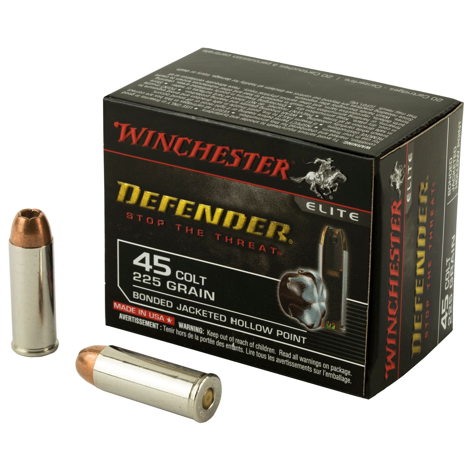 WINCHESTER .45 COLT Defender, 225GR PDX1, S45CPDB