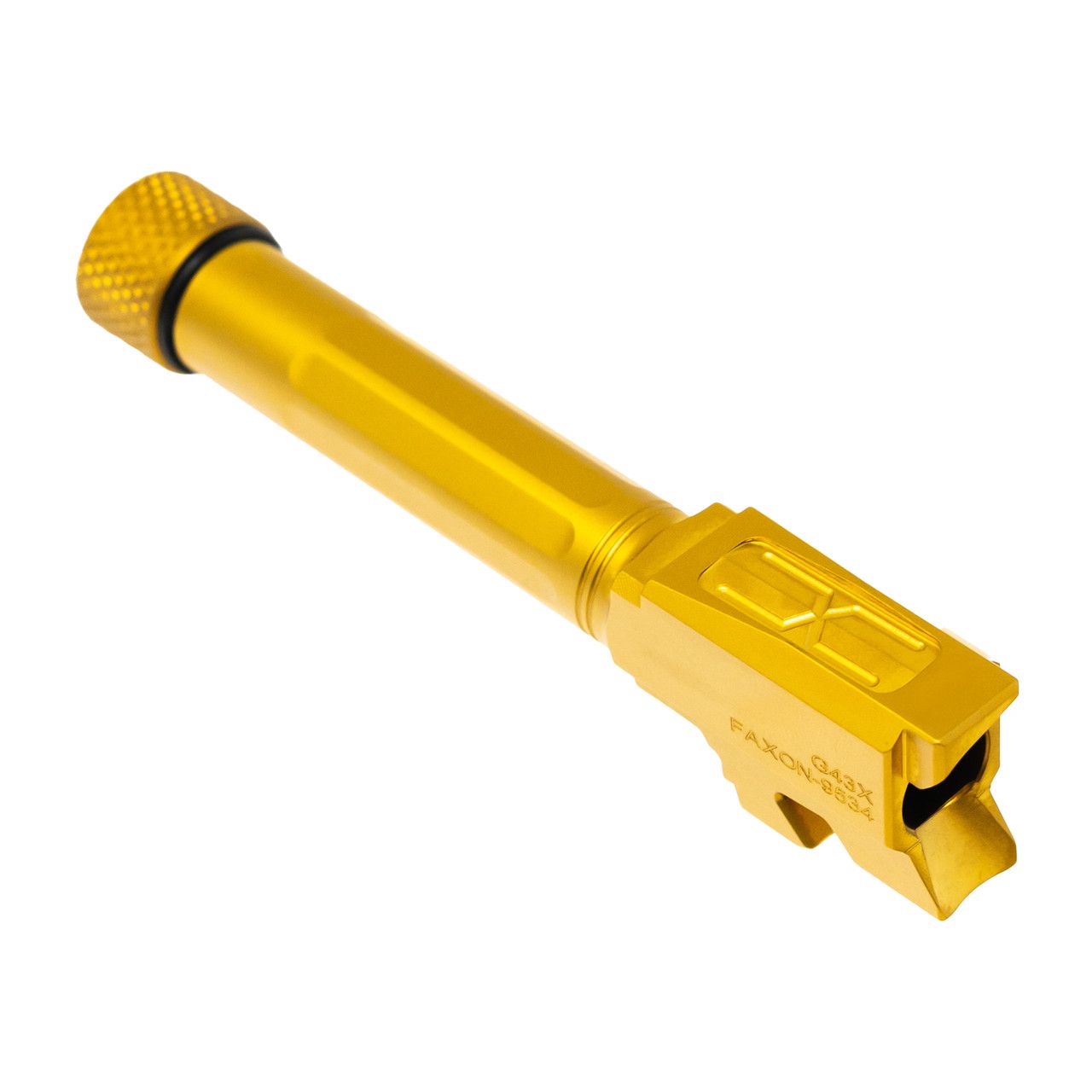 Faxon Match Series Straight Fluted Barrel for G43/43X, 1/10 Twist, 416-R Material, TiN Finished, Target Crowned, Threaded, 816341025950, GB910N43SGQ-T-TIN
