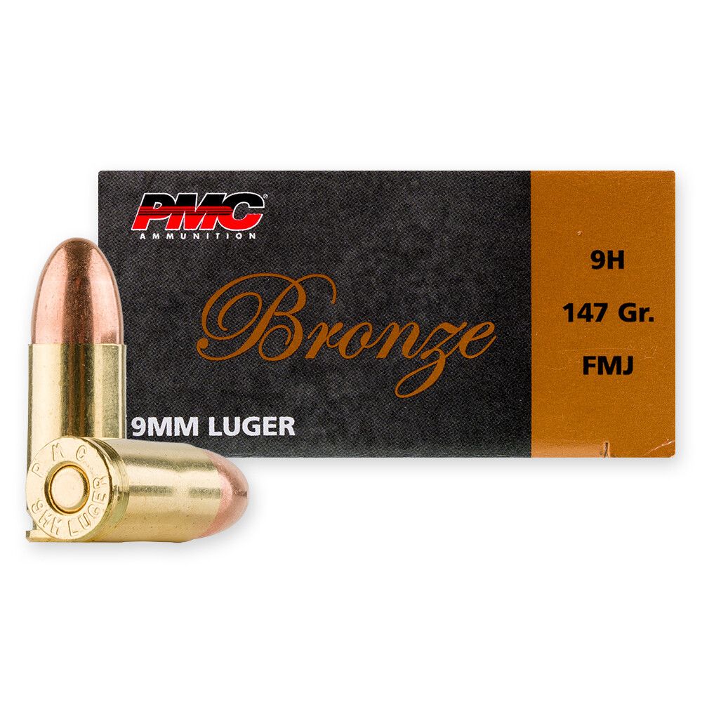 PMC Bronze 9mm 147gr SUBSONIC FMJ Ammo, 50rds, 741569070294, 9H