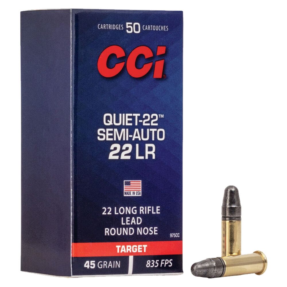 CCI .22LR Quiet Semi-Auto, 45GR LRN, 50RD/BX, 604544647495, 975CC