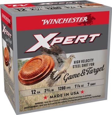 Winchester Super X Game &amp; Target 12 Gauge Ammunition 2-3/4&quot; #7 Steel Shot 1-1/8 oz 1280 fps, 020892019461, WE12GTH7