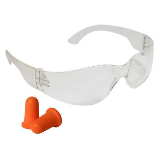 CHAMPION TARGETS SHOOTING GLASSES CLEAR AND ONE PAIR FOAM EAR PLUGS ORANGE