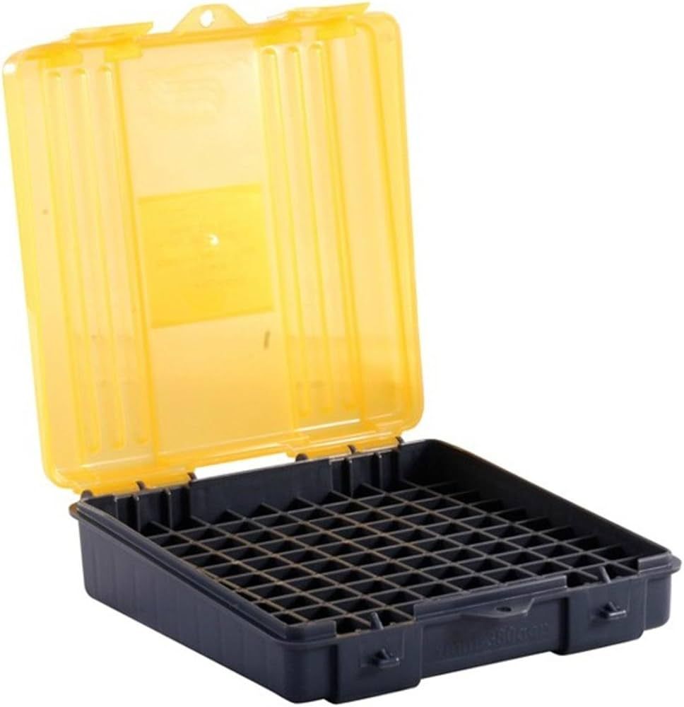Plano 100 Count Handgun Ammunition Storage Case 9mm Luger/.380 Auto Polymer Dark Gray/Transparent Amber, 024099122405, 122400