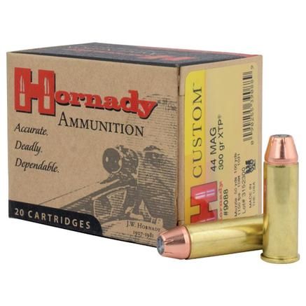 Hornady Custom Handgun Ammunition .44 Mag 300 gr XTP 1150 fps 20/box, 090255390889, 9088