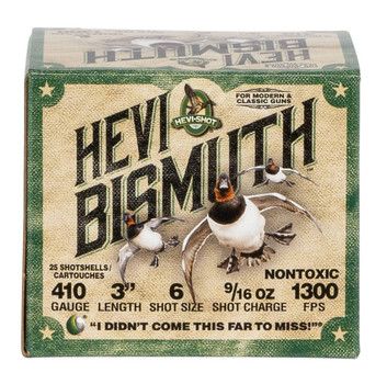 HEVI-Shot .410 Gauge Ammunition, 25 Rounds Bismuth #6, HS19006, 816383002643