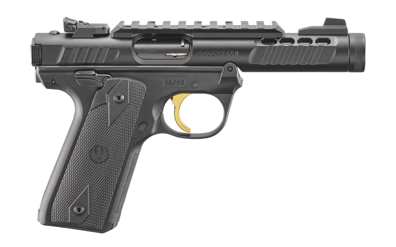 Ruger Mark IV 22/45 Lite Black .22 LR 4.4&quot; Barrel 10-Rounds Gold Trigger, 736676439560, 43956