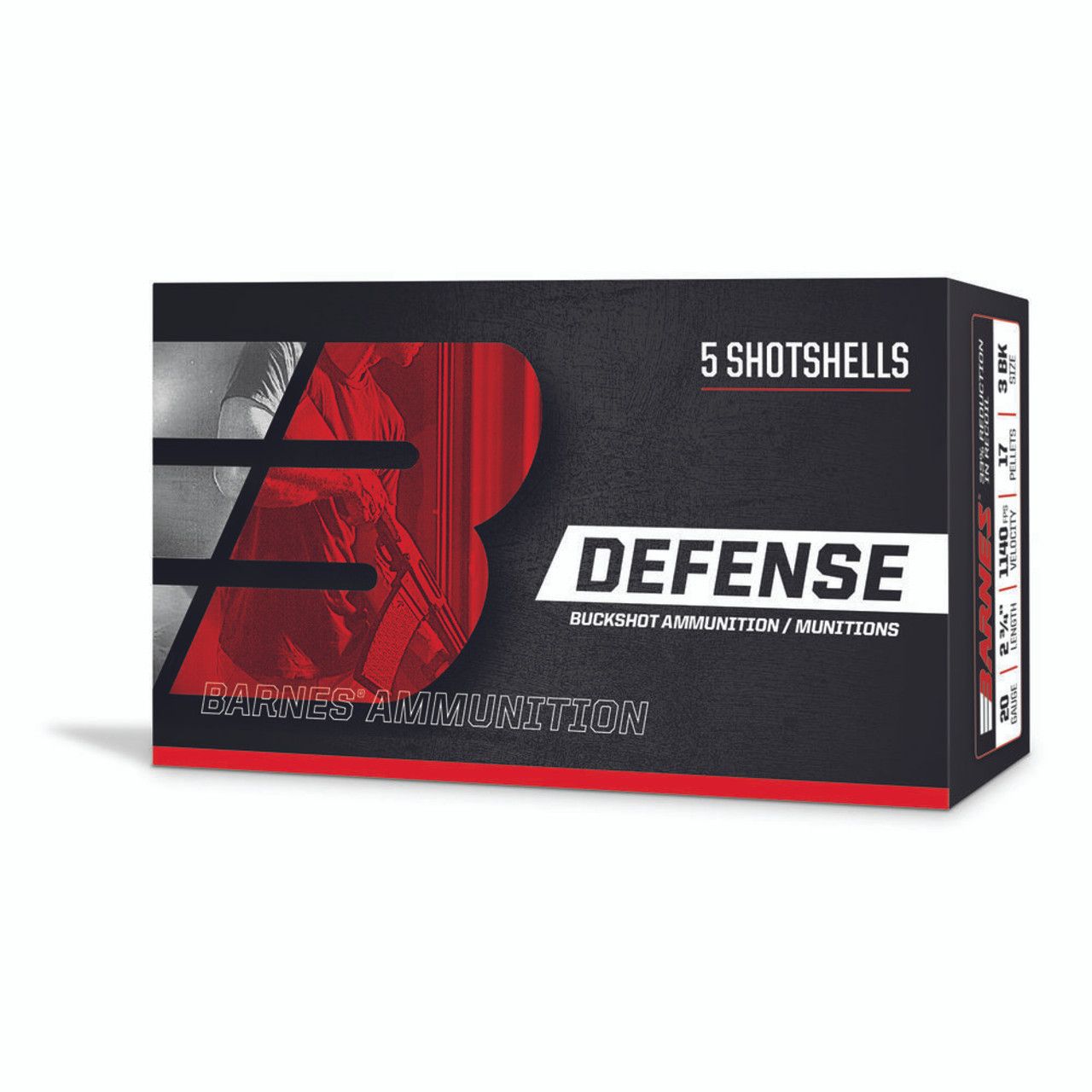 Barnes Defense Buckshot Shotshells 12ga 3&quot; 15 plts 1225 fps #00 5/ct, 716876121502, 32011