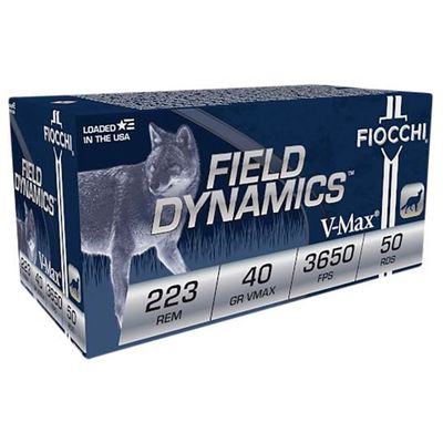 Fiocchi Field Dynamics Brass .223 Rem 40-Grain 50-Rounds V-Max PT, 762344706597, 223HVB50