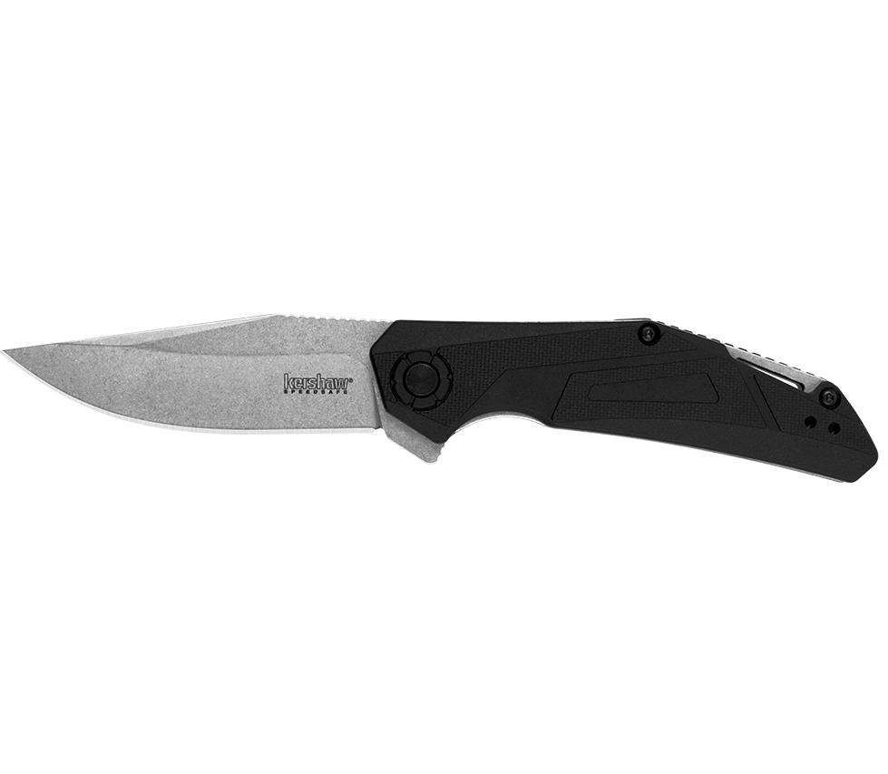 Kershaw Camshaft Folding Knife 3&quot; 4Cr14 Stonewashed Clip Point Blade Flipper Opening, 087171057637, 1370