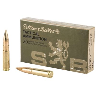Sellier &amp; Bellot, Rifle, 300 Blackout, 124 Grain, Full Metal Jacket, 20 Round Box, 754908512447, SB300BLKA