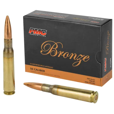 PMC Bronze Rifle Ammunition .50 BMG 660 gr FMJBT - 10/box, 741569060356, 50A