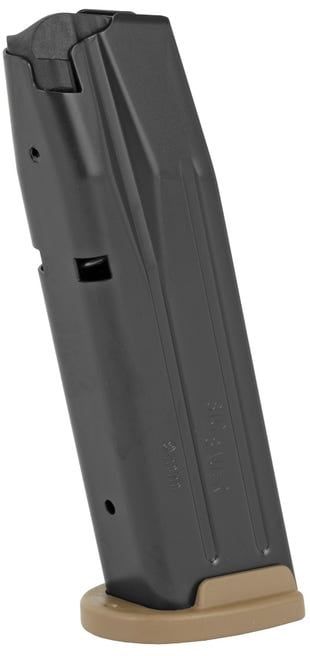 SIG Sauer M17/P320/P250 Full Size 17 Round Magazine 9mm Luger Coyote Tan Base Plate Black Finish, 798681599585, MAG-MOD-F-9-17-COY