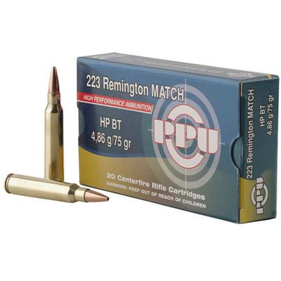 PPU Match .223 Rem 75 Grain 20-Rounds HPBT, 8605003812111, PPM2232