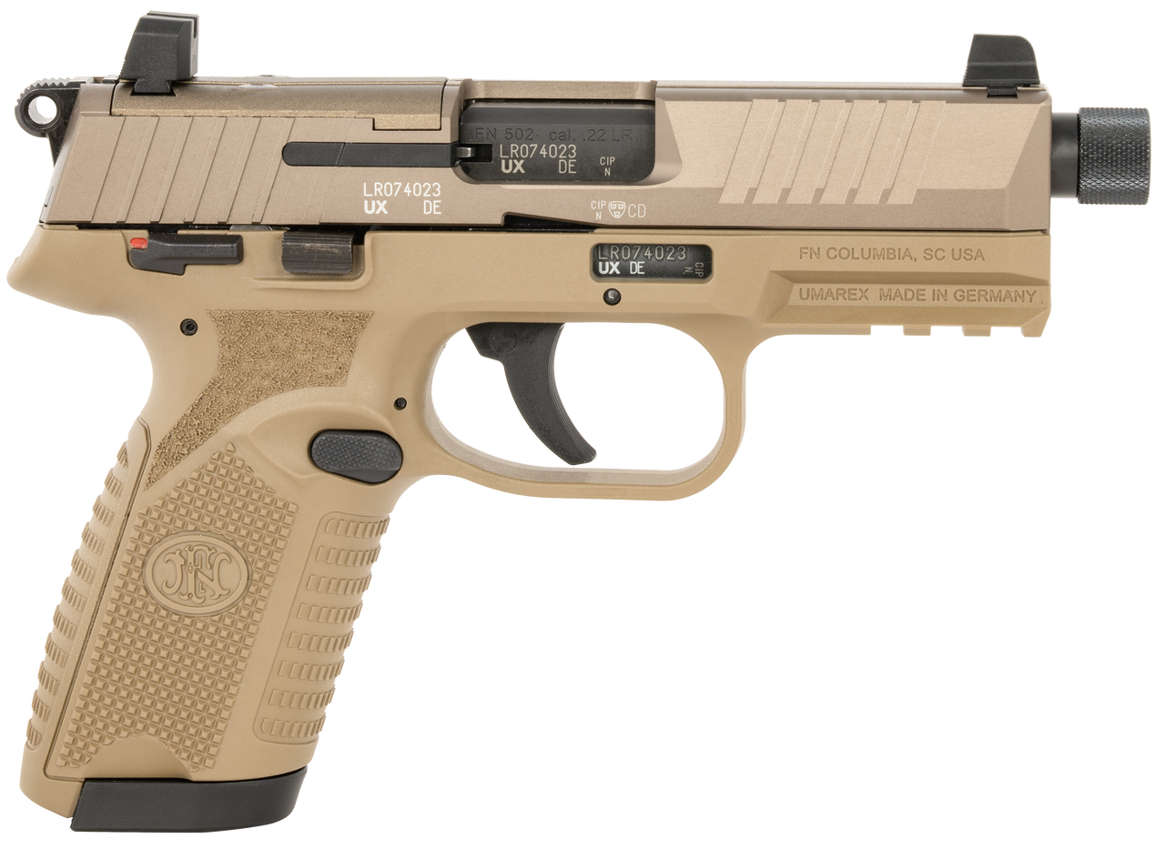 FN 502, Tactical, Semi-auto,  22 LR,  TB, FDE, Ambi TS, OR , 2 Magazines, 845737013271, 66-101009