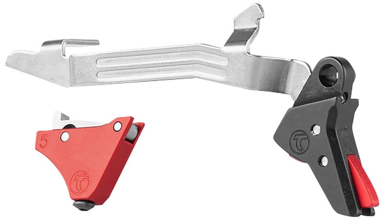Timney Triggers Alpha Competition 9mm Luger40 SW22 LR Red Straight Trigger, 081950615001, ALPHAGLOCK5