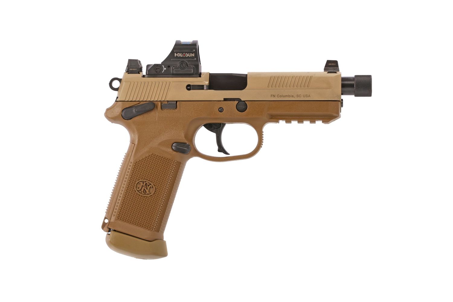 FN FNX-45 Tactical Flat Dark Earth .45 ACP 5.3&quot; Barrel 15-Rounds w/ Holosun, 845737019167, 66-102270