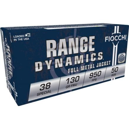 Fiocchi Pistol Shooting Dynamics Handgun Ammunition .38 Spl 130 gr FMJ 950 fps 50/box, 762344705101, 38A