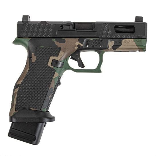 PSA Sabre Dagger Full Size - S 9mm Pistol, Spiral Fluted Barrel, W/Mag Extensions, M81 Woodland Camo, DG02-51655152390
