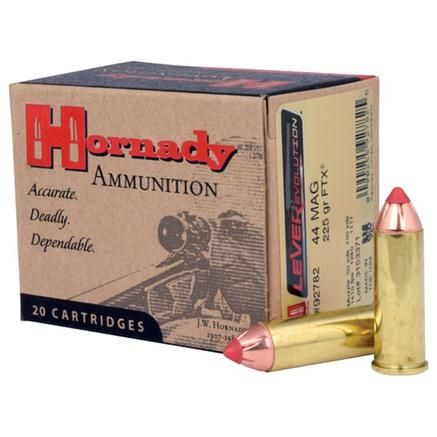 Hornady LEVERevolution Handgun Ammunition .44 Mag 225 gr FTX 1410 fps 20/box, 090255927825, 92782
