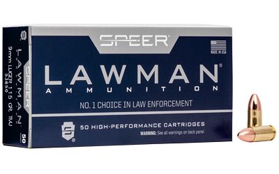 Speer Lawman Brass 9mm 115 Grain 50-Rounds TMJ, 076683536501, 53650