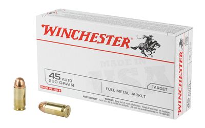 Winchester USA .45 ACP Ammunition 50 Rounds FMJ 230 Grain, 020892201910, Q4170