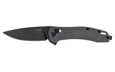 Kershaw Covalent DuraLock KVT Flipper Knife 3.2&quot; D2 BlackWashed Drop Blade, Gray Glass-Reinforced Nylon Handles, Reversible Bayonet Clip, AXIS/Crossbar Lock, 087171063997, 2042