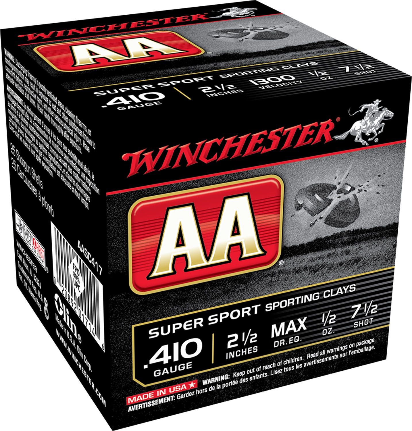 Winchester AA Super Sport .410 GA 7.5-Shot 25-Rounds 2.5&quot;, 020892017146, AASC417