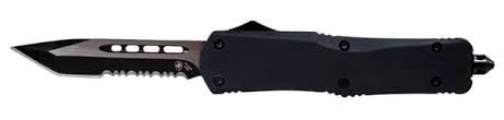 Templar Knife Small Black Rubber Knife 2-3/4&quot; OTF Dagger Blade Semi Serrated Black, 093674805521, S-BR-43-1