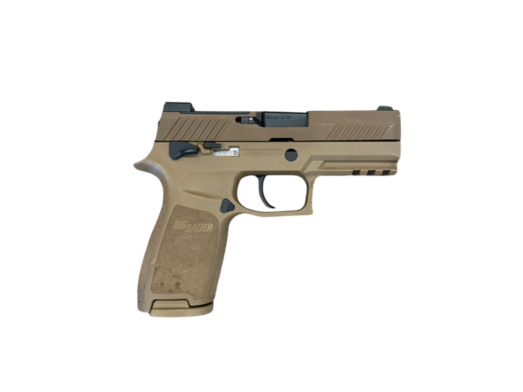 *USED* SIG SAUER P320 M18 3.75&quot; 9MM PISTOL, FDE, W/ 7 MAGS, ORIGINAL CASE/ACCYS