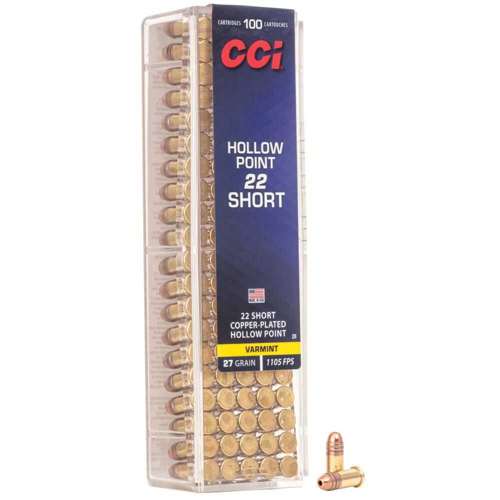 CCI .22 Short, 27GR HP, 100RD/BX, CCI28, 076683000286