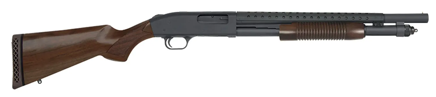 Mossberg 590 Retrograde, Pump Action 12GA, 18.5&quot; BBL, Wood/Blued, 6rd Tube, Bead Sight, 52151, 015813521512