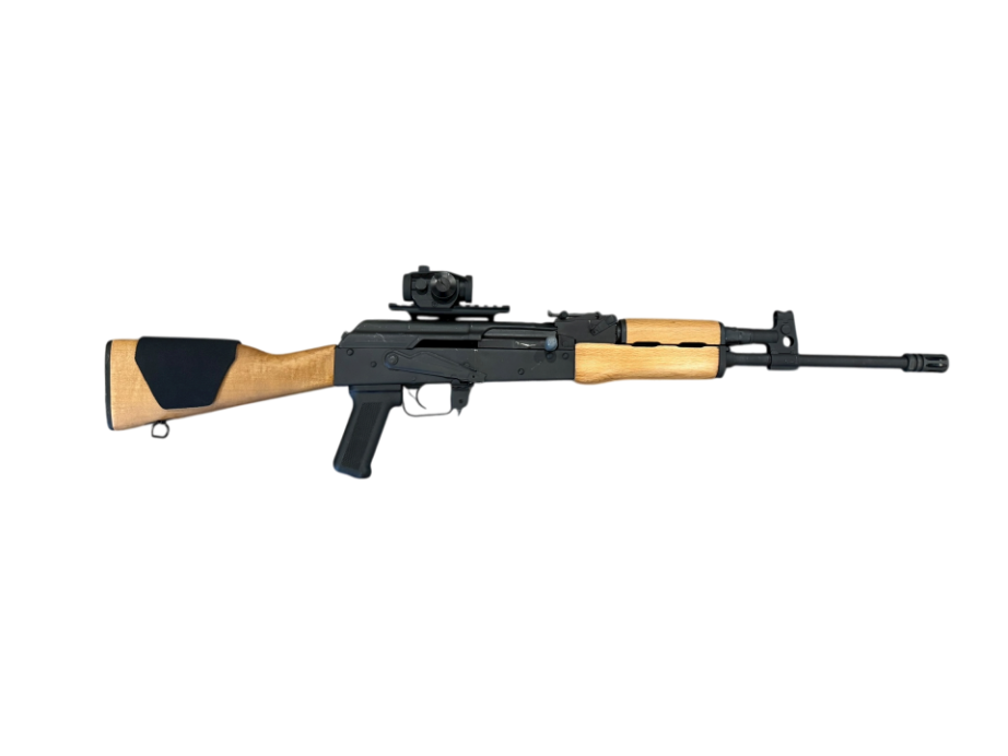 *USED* ROMARM PARATROOPER 16&quot; 7.62X39 AK47 RIFLE, WOOD/BLK,  W/ NO MAG, RED DOT