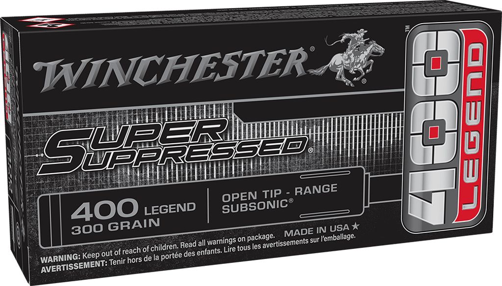 Winchester Ammunition, Super Suppressed, 400 Legend, 300 Grain, Subsonic, Open Tip, 20 Round Box, 020892232365, SUP400 Winchester Ammunition, Super Suppressed, 400 Legend, 300 Grain, Subsonic, Open Tip, 20 Round Box, 020892232365, SUP400