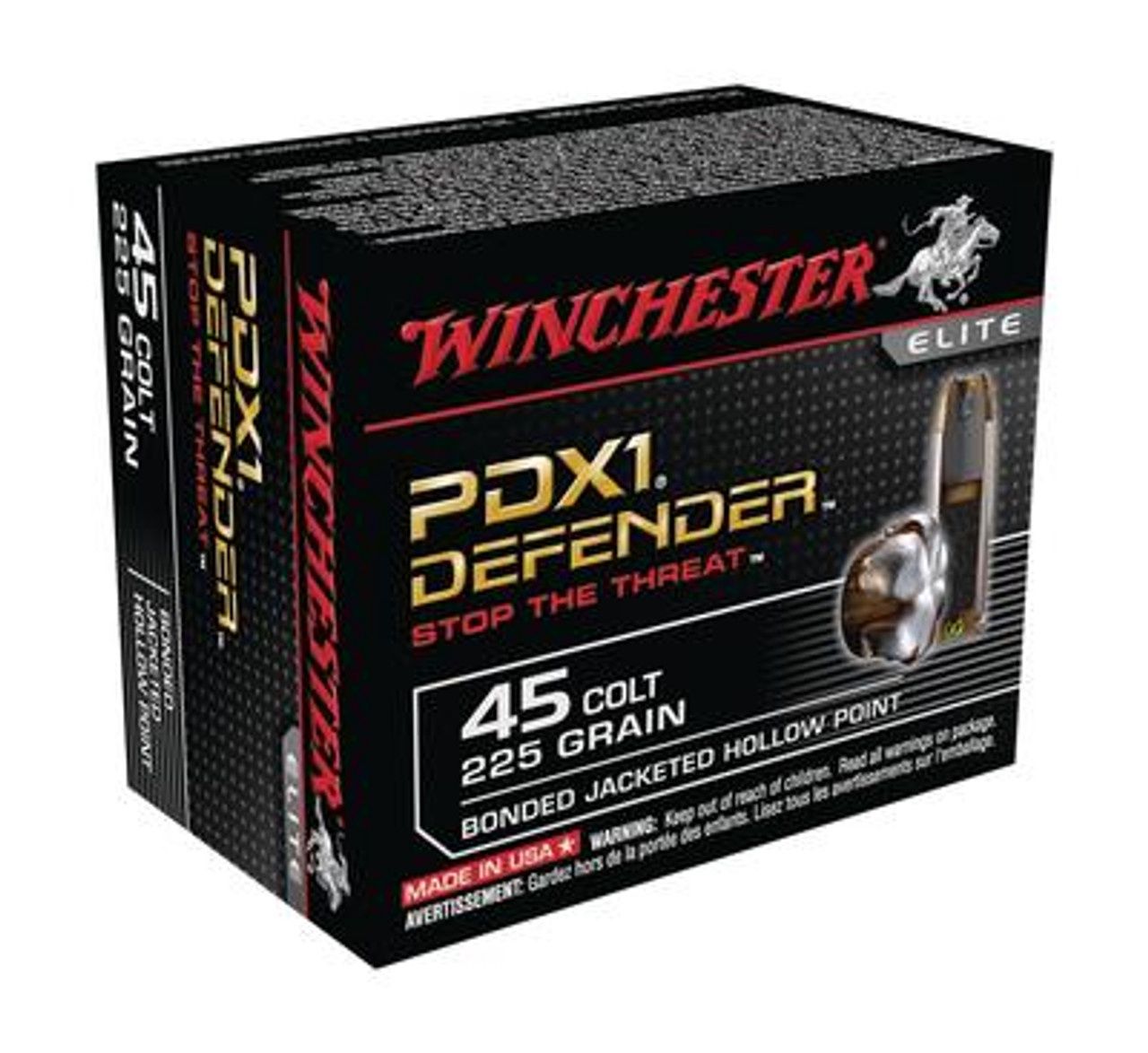 WINCHESTER .45 COLT Defender, 225GR PDX1, S45CPDB