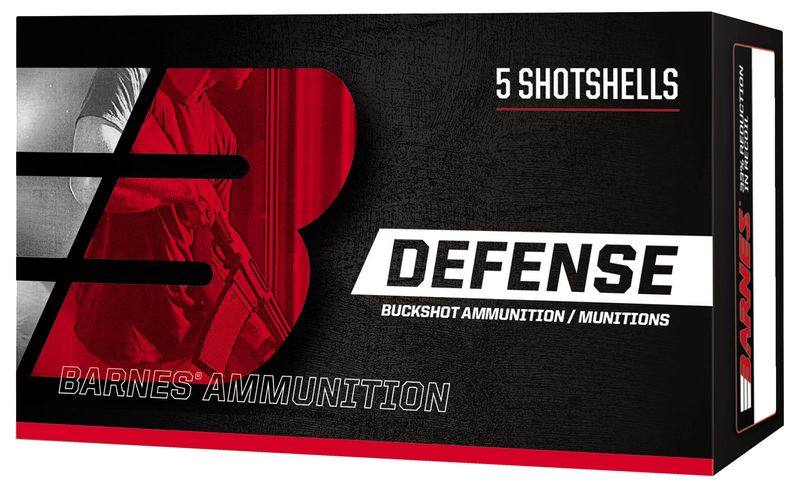 Barnes Defense Buckshot Shotshells 12ga 2-3/4&quot; 21 plts 1200 fps #4 5/ct, 716876122103, 32012
