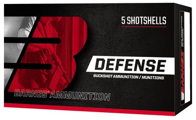 Barnes Defense Buckshot Shotshells 12ga 2-3/4&quot; 21 plts 1200 fps #4 5/ct, 716876122103, 32012