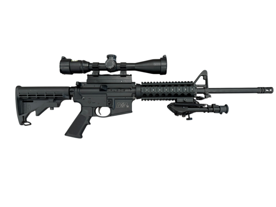 *USED* S&amp;W M&amp;P-15 SPORT I 16" 5.56 AR15 RIFLE, BLK, W/ SCOPE, BIPOD, NO MAG/BOX
