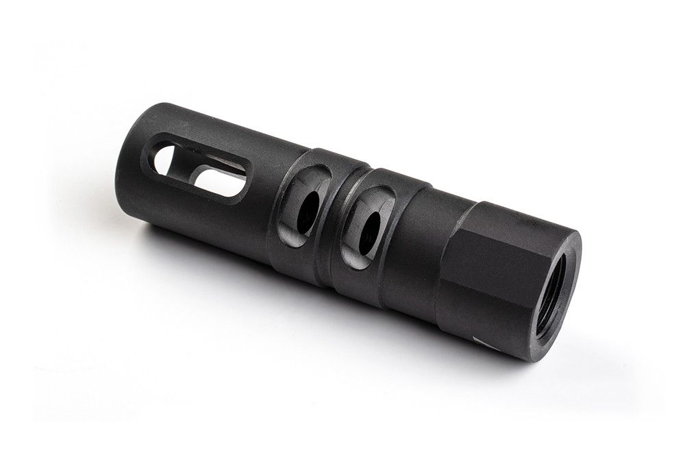 STRIKE INDUSTRIES MILLER COMP MUZZLE BRAKE 5.56MM 1/2-28 THREAD STEEL NITRIDE, 793811763669