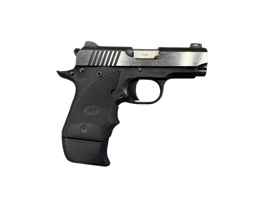 *USED* KIMBER MICRO 9 STG 3" 9MM PISTOL, BLK/S.S., W/ 5 MAGS, HOLSTER, ORIGINAL BOX/ACCYS