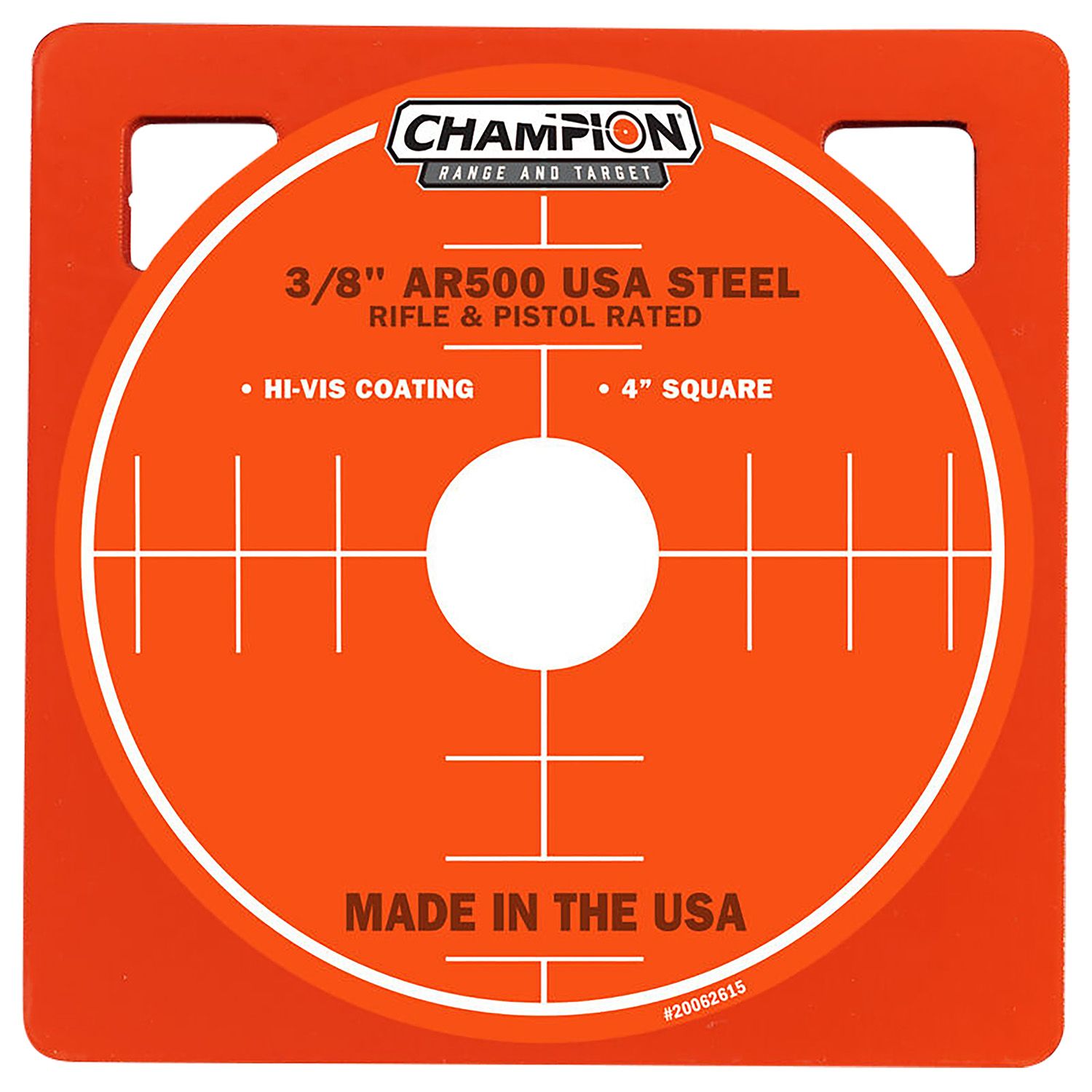 CHAMPION TRAPS AND TARGETS CENTER MASS 4" SQUARE AR500 .375" STEEL TARGET