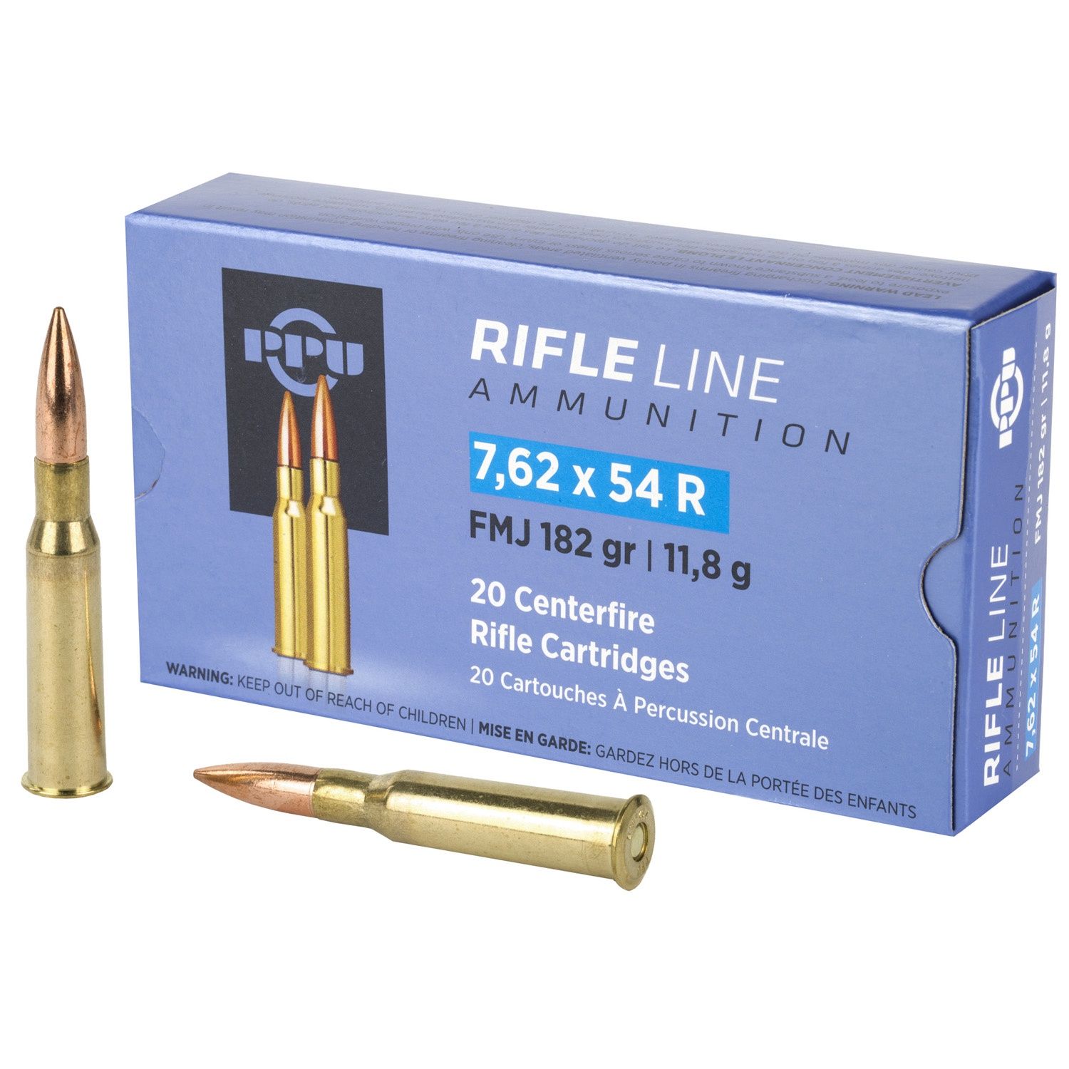 Prvi Partizan PPU 7.62x54R Ammunition 182 Grain FMJBT 2625fps, 8605003812883, PP76254F