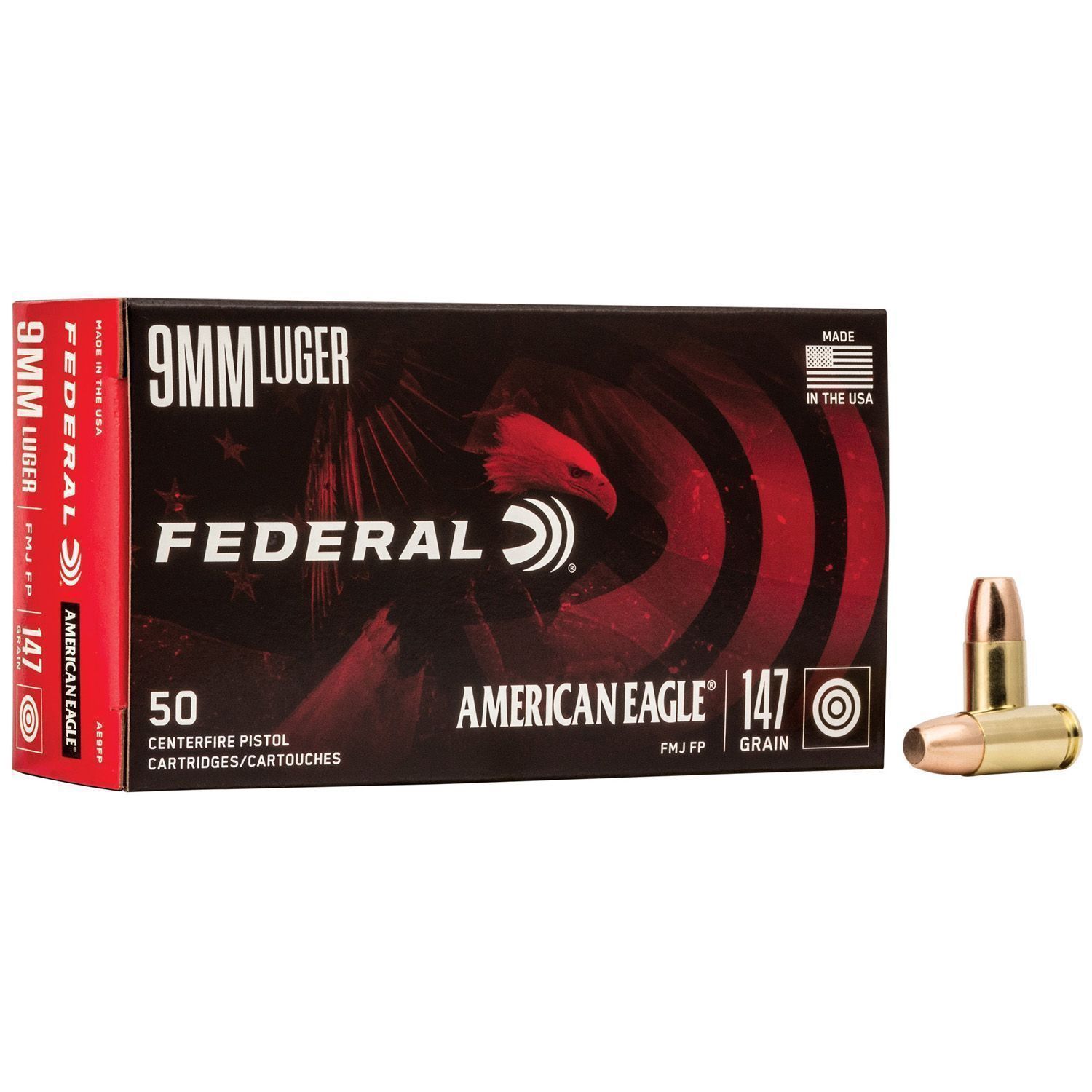 FEDERAL AE 9MM LUGER 147GR FMJ-FP 50RD 20BX/CS, 029465089207, AE9FP
