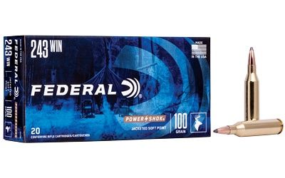 Federal, PowerShok, 243WIN, 100 Grain, Soft Point, 20 Rounds, LA00282