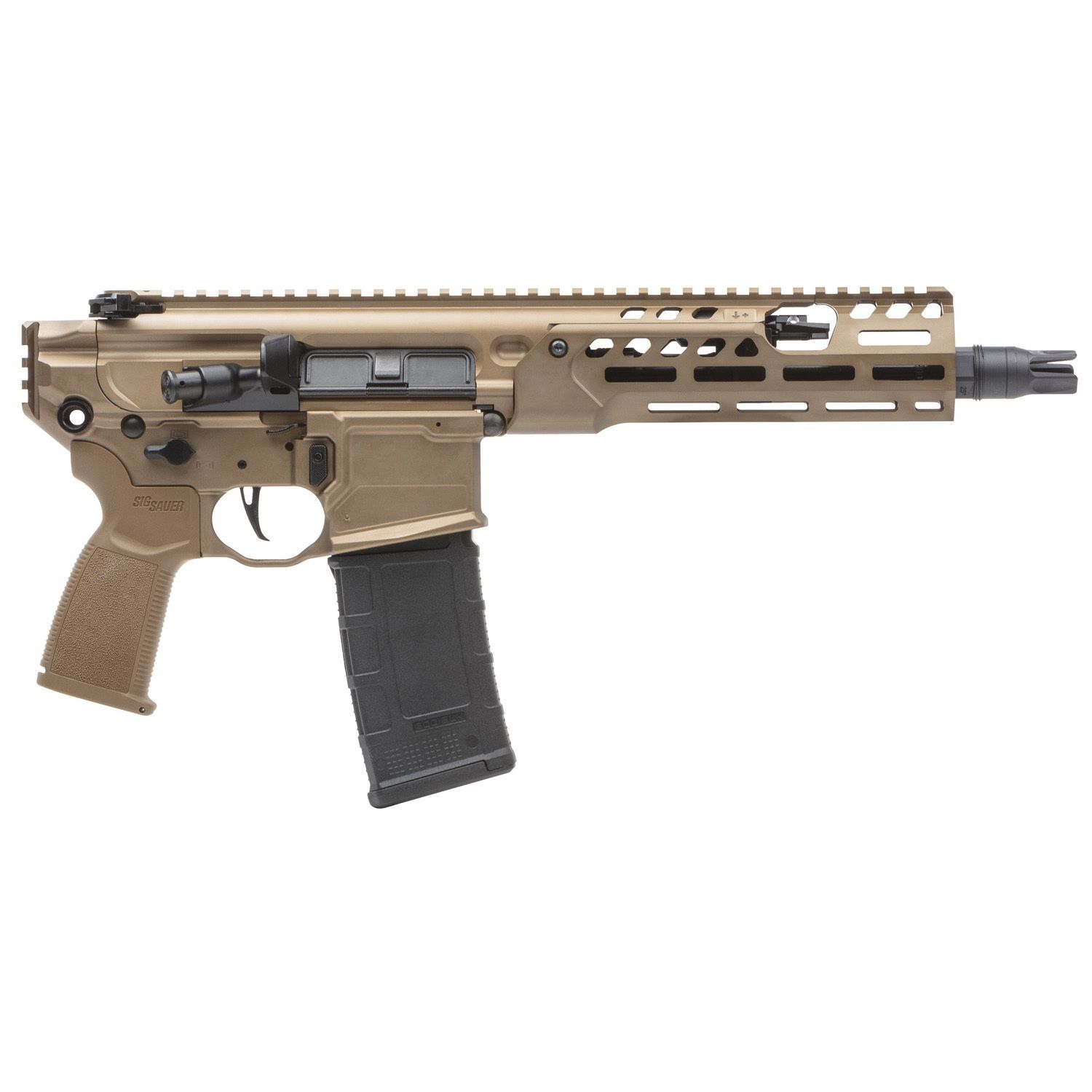 Sig Sauer, MCX SPEAR-LT, Semi-automatic Pistol, 300 Blackout, 9" Barrel, Anodized Finish, Coyote, Flat Blade Match Trigger, 8" Lightweight Ergonomic M-LOK Handguard, Ambidextrous Controls, 30 Rounds, 