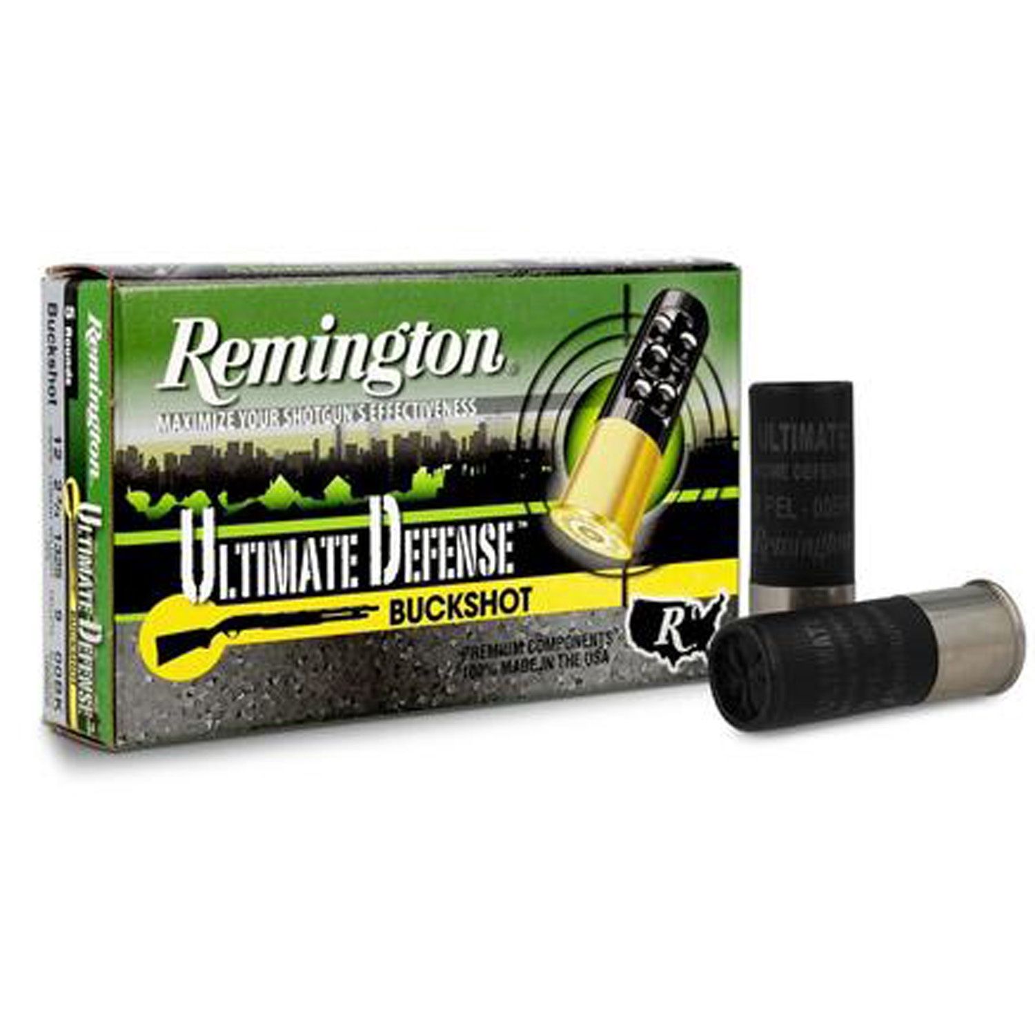 Remington Ultimate Defense Shotshells 12ga 2-3/4" 9plts #00 1325 fps 5/ct, 047700519807, 20713