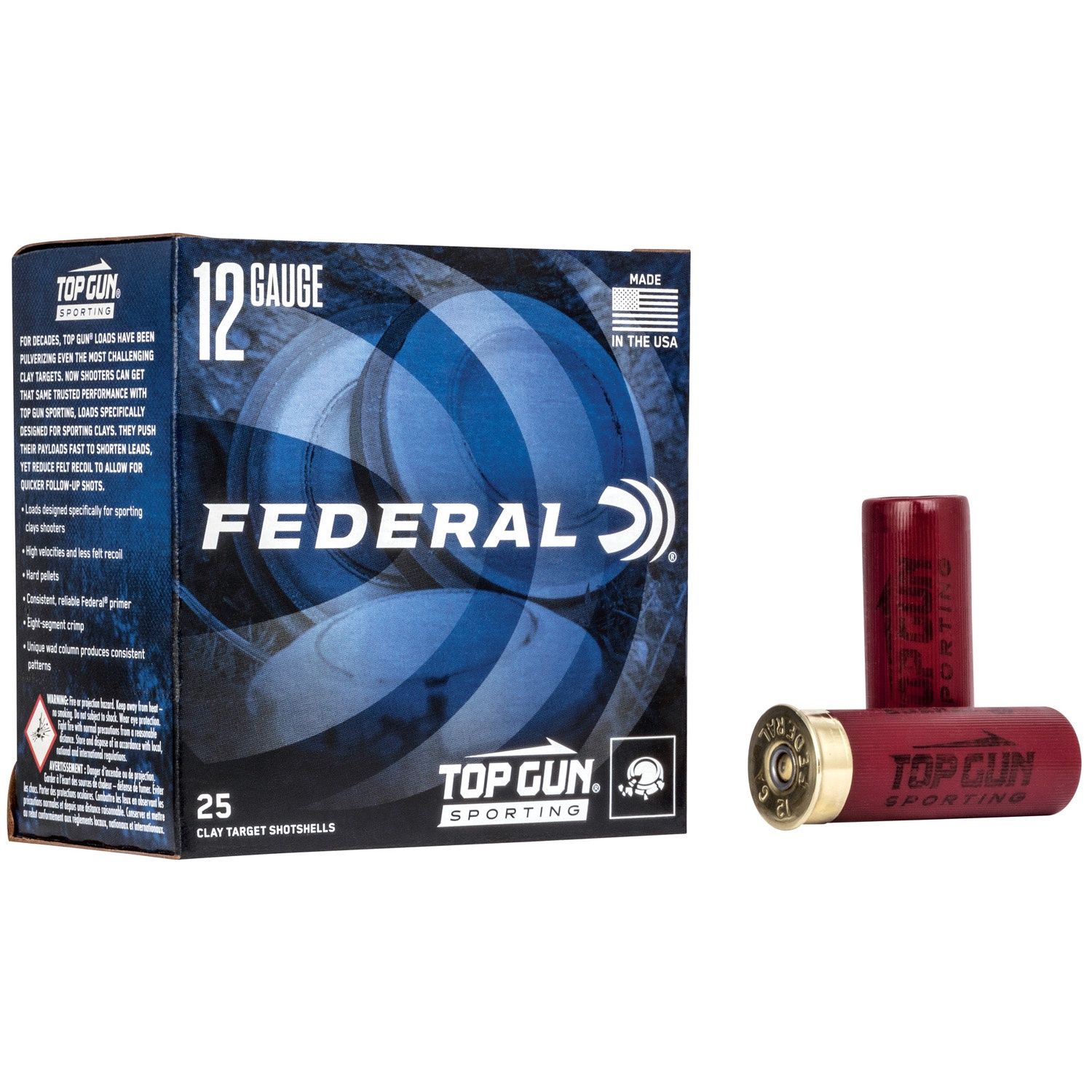 Federal Top Gun Sporting Shotshells 12ga 2-3/4" 1 oz 1250 fps #8 25/ct, 604544646474, TGS128 8