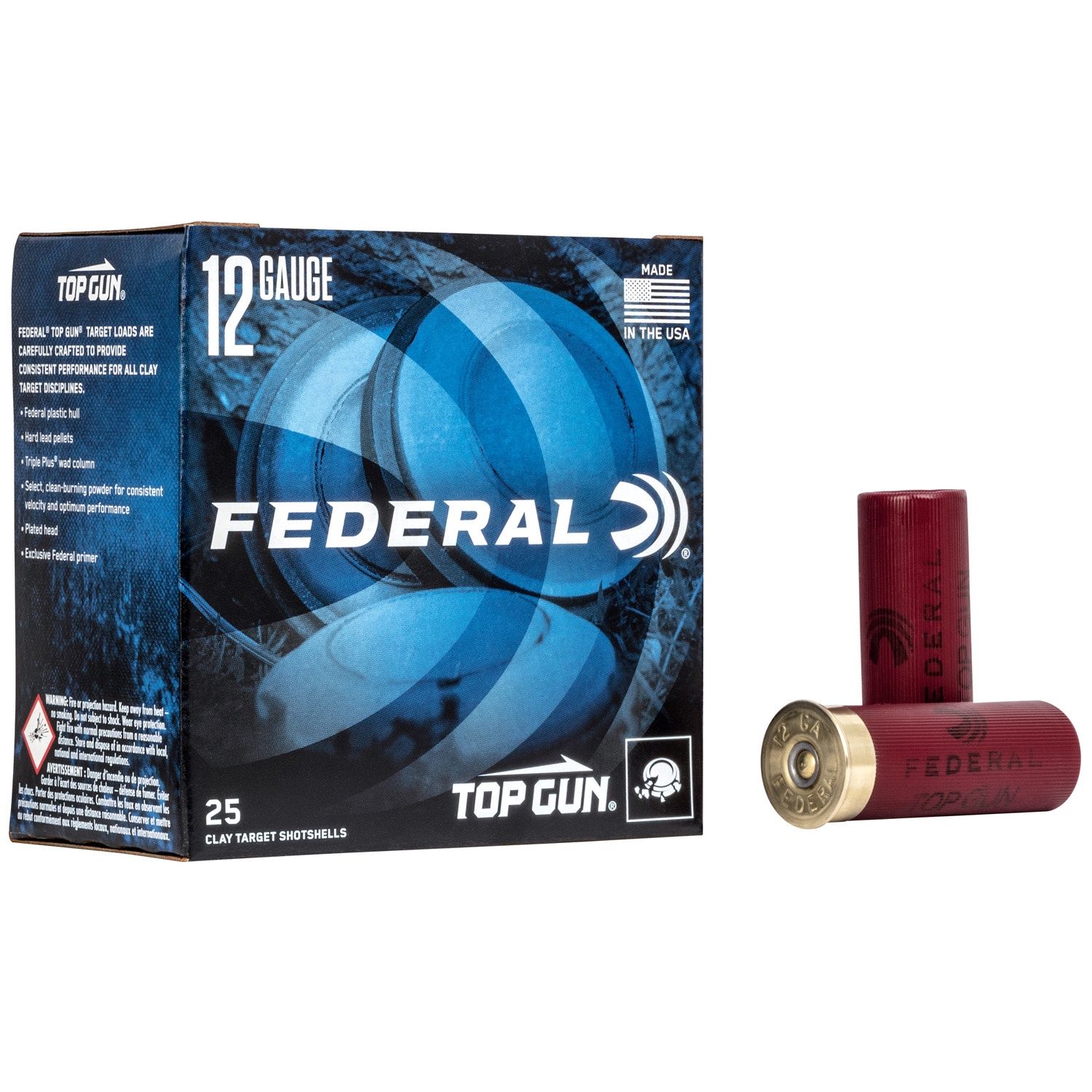 Federal Top Gun Target 12 Gauge Ammo 2-3/4" #7.5 Shot 1oz 1180 fps, 029465025717, TG1217.5