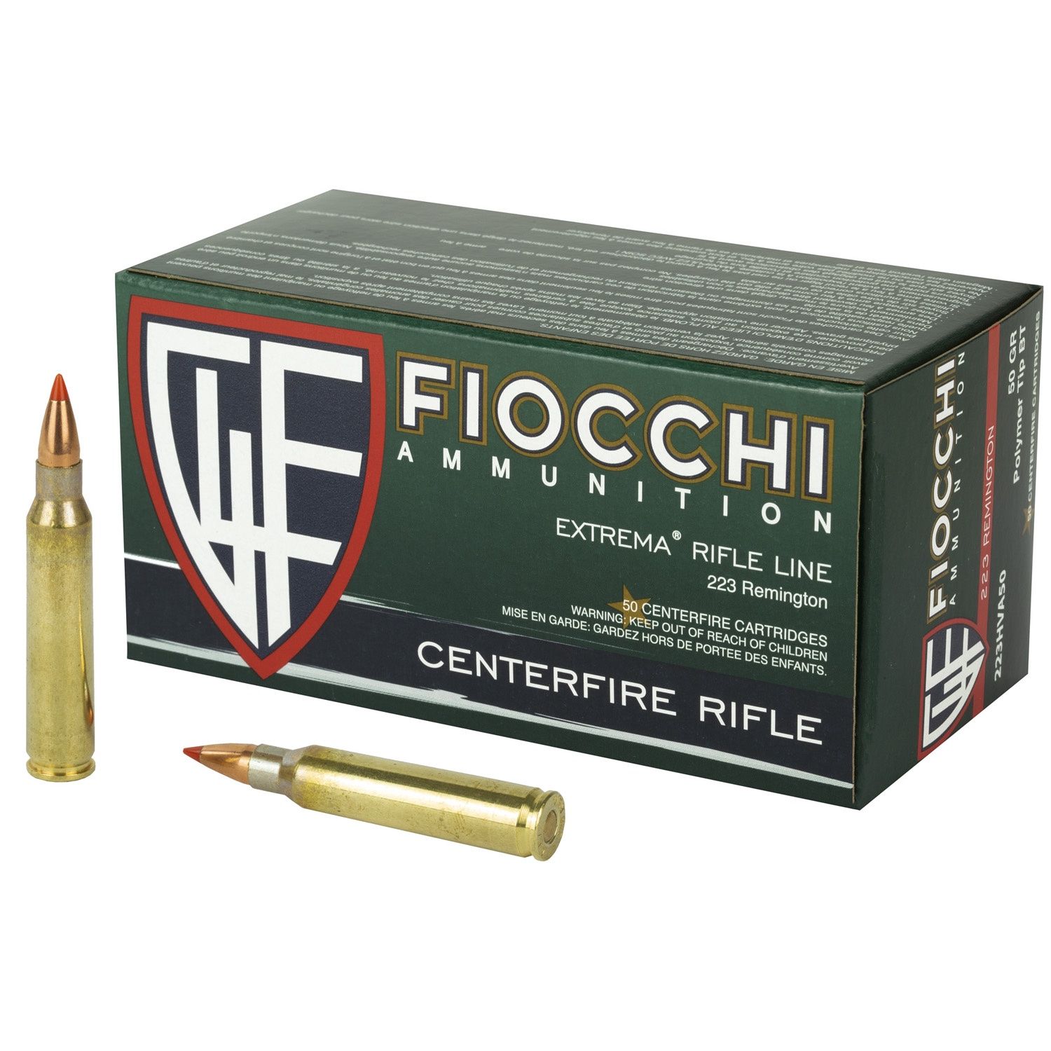 FIOCCHI .223 EXTREMA, 50GR V-MAX, 50RD/BX, 762344707334, 223HVA50